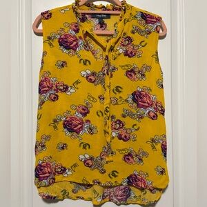 ModCloth Floral Yellow Western Sleeveless Top